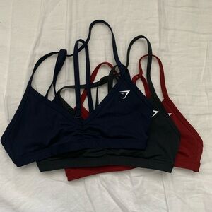 Minimal sports bra in navy, black, red